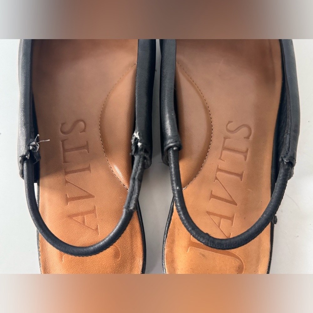 Eric Javits Peyton Black Leather Slingback Flat Shoes Women’s Size 8 - Picture 9 of 13